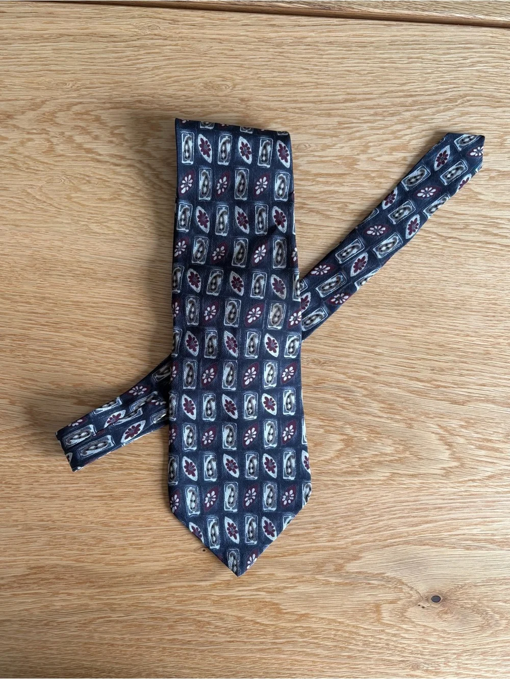 Zylos George Machado Silk Tie Vintage Geometric Floral Made in USA Men Necktie